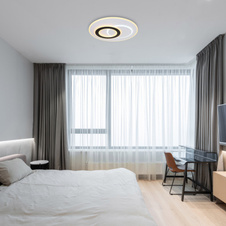 Stropní svítidlo, kov bílý a černý matný, akryl bílý, stmívatelné, několik úrovní pomocí nástěnného vypínače, SmartLight, pam. funkce, noční světlo, dál. ovládání, Ø:700mm, včetně LED 60W 230V, 1000-4100lm výstup, 2700-6500K