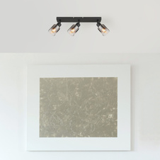 Stropní svítidlo, kov černý matný, kouřové sklo s přechodem do průhledného skla, DxŠxV:410x70x140mm, bez žárovek 3xE14,max. 40W 230V
