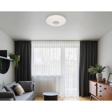 Stropní svítidlo, kov bílý, akryl opál, stmívatelné, přepínání funkcí nástěnným vypínačem, SmartLight, pam.funkce, noční světlo, časovač, dál. ovládání, Ø:420mm, V:67mm, vč. LED 40W 230V, 290-2900lm výstup, změna barvy světla 3000-6500K