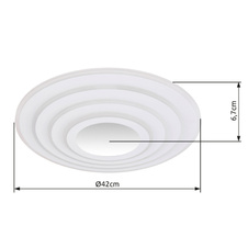 Stropní svítidlo, kov bílý, akryl opál, stmívatelné, přepínání funkcí nástěnným vypínačem, SmartLight, pam.funkce, noční světlo, časovač, dál. ovládání, Ø:420mm, V:67mm, vč. LED 40W 230V, 290-2900lm výstup, změna barvy světla 3000-6500K