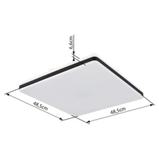 Stropní svítidlo, kov bílý, plast černý, akryl opál, stmívatelné, fixace barev, SmartLight, pam. funkce, noční světlo, časovač, dál. ovládání, DxŠxV:485x485x66mm, LED 24W 230V, Výstup 100-1400lm, změna barvy světla 2700-6500K