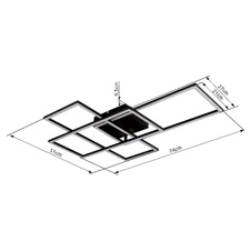 Stropní svítidlo, kov černý matný, akryl bílý, stmívatelné, SmartLight, aplikace, paměťová funkce, noční světlo, časovač, dál.ovládání, baterie 2xAAA, DxŠxV:740x510x95mm, včetně LED 40W 230V, výstup 200-1950lm, změna barvy svetla 2700-6500K