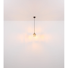 Stolní svítidlo, kov černý matný, kov mosaz, kovové tyče černé matné, skleněné křišťály průhledné, kabel PVC černý, kolébkový vypínač na kabelu, DxŠxV:215x125x430mm, Délka kabelu 1500mm, bez žárovky 1xE14 40W 230V