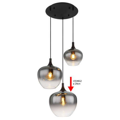 Náhradní sklo kouřové barvy, Ø 29cm pro 15548H1, 15548-3H, 15548S2