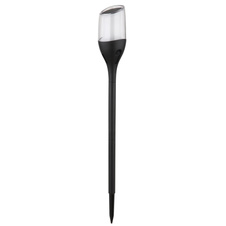 Solární svítidlo, plast černý, plast průhledný, plast bílý, vypínač, efekt ohně, včetně baterií AA 800mAh 1.2V, IP44, Ø:75mm, V:645mm, 2 výšky: 64,5cm nebo 47cm, včetně 12x LED 0.2W 3V, 1600K
