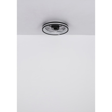 Stropní ventilátor, kov černý, plast černý/bílý/průhledný, stmívatelný, několik úrovní pomocí nástěnného vypínače, paměť, dál. ovládání, 15m², 1050/1190/1320 ot/min, ø:495mm H:150mm, LED 30W 230V, zdroj 490-3260lm, výstup 360-2215lm,2700-6500K