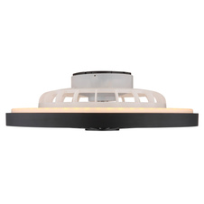 Stropní ventilátor, kov černý, plast černý/bílý/průhledný, stmívatelné, několik úrovní pomocí nástěnného vypínače, podsvícení, paměť, dál.ovládání, režim "přirozený vítr", 20m², ø:540mm H:159mm, LED 45W 230V, 260-2080lm, 3000-6500K