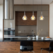 Závěsné svítidlo, kov černý, sklo kouřové barvy, kabel černý, nastavitelná výška, DxŠxV:900x200x1400mm, bez žárovek 3xE27,max. 60W 230V