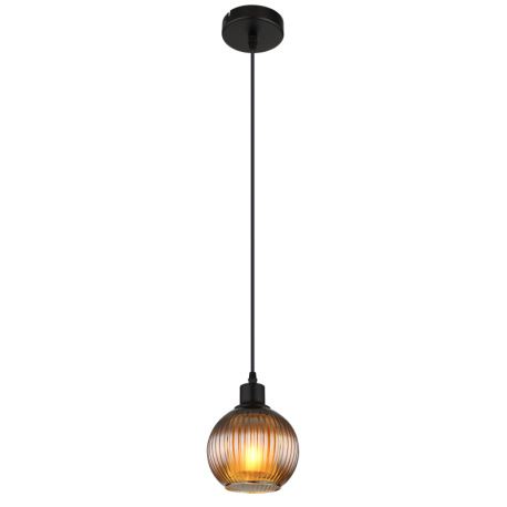 Závěsné svítidlo, kov černý, skleněná koule modrá, kabel PVC černý, možnost zkrácení výšky, vnitřní sklo bílé, ø:150mm, V:1200mm, bez žárovky 1xE27,max. 25W 230V