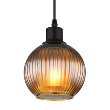 Závěsné svítidlo, kov černý, skleněná koule modrá, kabel PVC černý, možnost zkrácení výšky, vnitřní sklo bílé, ø:150mm, V:1200mm, bez žárovky 1xE27,max. 25W 230V