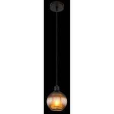 Závěsné svítidlo, kov černý, skleněná koule modrá, kabel PVC černý, možnost zkrácení výšky, vnitřní sklo bílé, ø:150mm, V:1200mm, bez žárovky 1xE27,max. 25W 230V
