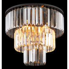 Stropní svítidlo, kov černý, skleněné křišťály kouřové, čiré, ø:400mm, V:330mm, bez žárovek 3xE27,max. 40W 230V