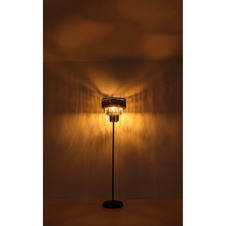 Stropní svítidlo, kov černý, skleněné křišťály kouřové, čiré, ø:400mm, V:330mm, bez žárovek 3xE27,max. 40W 230V