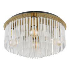 Stropní svítidlo, kov zlatá barva matná, černá, skleněné tyče bílé, průhledné, ø:500mm, V:250mm, bez žárovek 5xE27,max. 60W 230V