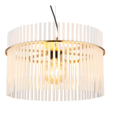 Závěsné svítidlo, kov zlaté barvy, skleněné tyče bílé, průhledné, kabel PVC černý, možnost zkrácení výšky, ø:400mm, V:1500mm, bez žárovky 1xE27,max. 60W 230V
