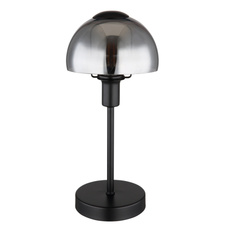Stolní svítidlo, kov černý, sklo kouřové barvy, kabel PVC černý, dotykové zapínání/vypínání, ø:150mm, V:320mm, délka kabelu 1500mm, bez žárovky 1xE14, max. 25W 230V