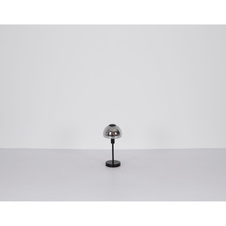 Stolní svítidlo, kov černý, sklo kouřové barvy, kabel PVC černý, dotykové zapínání/vypínání, ø:150mm, V:320mm, délka kabelu 1500mm, bez žárovky 1xE14, max. 25W 230V