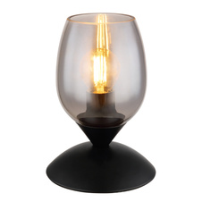 Stolní svítidlo, kov černý, sklo kouřové barvy, kabel PVC černý, dotykové zapínání/vypínání, ø:125mm, V:180mm, délka kabelu 1500mm, bez žárovky 1xE14, max. 25W 230V