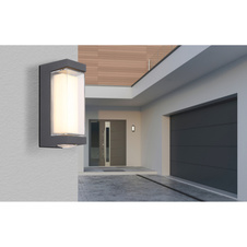 Venkovní svítidlo, hliník antracit matný, akryl transparentní, plast bílý, IP54, ŠxV:75x187mm, H:82mm, včetně LED 12W 230V, zdroj 1350lm, výstup 1093lm, 3000K