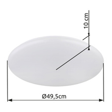 Stropní svítidlo, kov bílý, akryl bílý, ø:495mm, V:90mm, včetně LED 24W 230V, zdroj 2500lm, výstup 2000lm, 3000K