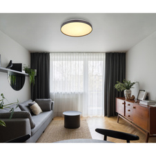 Stropní svítidlo, kov bílý, akryl bílý, plast antracit matný, ø:480mm, V:45mm, včetně LED 24W 230V, zdroj 2500lm, výstup 1400lm, 3000K