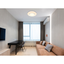 Stropní svítidlo, kov bílý, akryl bílý se třpytivým efektem, plast průhledný, chromový kroužek, stmívatelné, několik úrovní pomocí nástěnného vypínače, fixace barev, paměť, dál.ovládání, ø:400mm H:85mm, LED 24W 230V 150-160lm, 2700-6500K