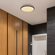 Stropní svítidlo, plast černý, plast bílý, ø:350mm, V55 mm, včetně LED 18W 230V, zdroj 2050lm, výstup 950lm, 3000K