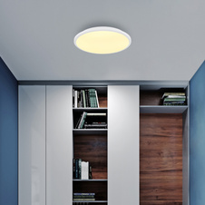 Stropní svítidlo, plast bílý, ø:350mm, V:55mm, včetně LED 18W 230V, zdroj 2050lm, výstup 950lm, 3000K