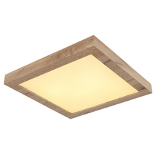 Stropní svítidlo, matný bílý kov, MDF imitace tmavého dřeva, plast bílý, DxŠxV:350x350x60mm, včetně LED 16W 230V, zdroj 1800lm, výstup 620lm, 3000K