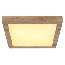 Stropní svítidlo, matný bílý kov, MDF imitace tmavého dřeva, plast bílý, DxŠxV:350x350x60mm, včetně LED 16W 230V, zdroj 1800lm, výstup 620lm, 3000K