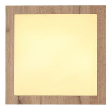 Stropní svítidlo, matný bílý kov, MDF imitace tmavého dřeva, plast bílý, DxŠxV:350x350x60mm, včetně LED 16W 230V, zdroj 1800lm, výstup 620lm, 3000K