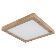 Stropní svítidlo, matný bílý kov, MDF imitace tmavého dřeva, plast bílý, DxŠxV:350x350x60mm, včetně LED 16W 230V, zdroj 1800lm, výstup 620lm, 3000K