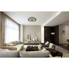 Stropní svítidlo, plast antracit, broušený šedý kov, akryl bílý, ø:320mm, V:55mm, včetně LED 24W 230V, zdroj 2100lm, výstup 710lm, 3000K.