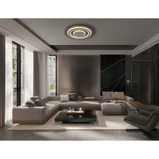 Stropní svítidlo, kov antracit broušený, šedý kov broušený, akryl bílý, ø:480mm, V:52mm, včetně LED 40W 230V, zdroj 3700lm, výstup 1100lm, 3000K.