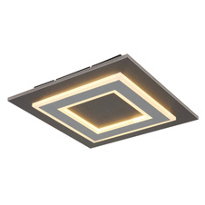 Stropní svítidlo, plast antracit, broušený šedý kov, akryl bílý, DxŠxV:320x320x55mm, včetně LED 24W 230V, zdroj 2200lm, výstup 680lm, 3000K.