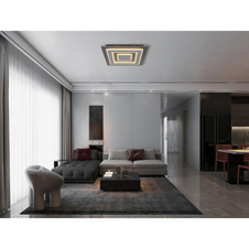 Stropní svítidlo, plast antracit, broušený šedý kov, akryl bílý, DxŠxV:480x480x52mm, včetně LED 40W 230V, zdroj 3700lm, výstup 840lm, 3000K.