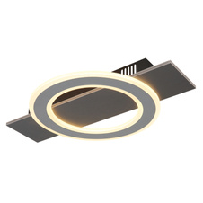 Stropní svítidlo, plast antracit, broušený šedý kov, akryl bílý, DxŠxV:440x290x55mm, včetně LED 18W 230V, zdroj 1740lm, výstup 1000lm, 3000K.