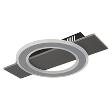 Stropní svítidlo, plast antracit, broušený šedý kov, akryl bílý, DxŠxV:440x290x55mm, včetně LED 18W 230V, zdroj 1740lm, výstup 1000lm, 3000K.