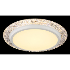 Stropní svítidlo, kov bílý, plastové křišťály čiré, plast bílý se třpytivým efektem, ø:400mm, V:60mm, včetně LED 22W 230V, zdroj 2380lm, výstup 1460lm, 3000K