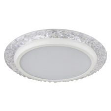 Stropní svítidlo, kov bílý, plastové křišťály čiré, plast bílý se třpytivým efektem, ø:400mm, V:60mm, včetně LED 22W 230V, zdroj 2380lm, výstup 1460lm, 3000K