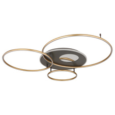 Stropní svítidlo, broušený hliník zlatý/antracit, plast bílý, akryl, zrcadlový 3D efekt, stmívatelné, několik úrovní pomocí nástěnného vypínače, paměť, dál.ovládání, DxŠxV:1264x1053x130mm, Ø:40/57,5/59/78cm, LED 70W 230V, 300-4747lm,2700-6500K