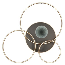 Stropní svítidlo, broušený hliník zlatý/antracit, plast bílý, akryl, zrcadlový 3D efekt, stmívatelné, několik úrovní pomocí nástěnného vypínače, paměť, dál.ovládání, DxŠxV:1264x1053x130mm, Ø:40/57,5/59/78cm, LED 70W 230V, 300-4747lm,2700-6500K