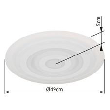 Stropní svítidlo, kov bílý, akryl bílý, ø:490mm, V:50mm, včetně LED 40W 230V, zdroj 5200lm, výstup 3300lm, 3000K