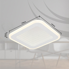 Stropní svítidlo, kov bílý, plast, zrcadlový 3D efekt, akryl bílý, DxŠxV:230x230x40mm, včetně LED 12W 230V, zdroj 1500lm, výstup 750lm, 4000K