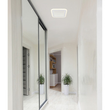 Stropní svítidlo, kov bílý, plast, zrcadlový 3D efekt, akryl bílý, DxŠxV:230x230x40mm, včetně LED 12W 230V, zdroj 1500lm, výstup 750lm, 4000K