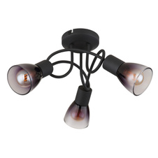 Stropní svítidlo, kov černý, sklo kouřové a průhledné, ø:380mm, V:185mm, bez žárovek 3xE14, max. 25W 230V