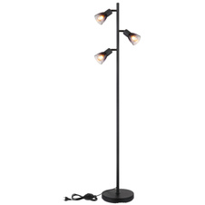 Stojací svítidlo, kov černý matný, sklo kouřové a průhledné, kabel PVC černý, vyínač na kabelu, DxŠxV:300x220x1610mm, délka kabelu 1800mm, bez žárovek 3xE14, max. 25W 230V