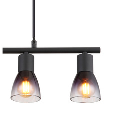 Závěsné svítidlo, kov černý, sklo kouřové a průhledné, kabel PVC černý, možnost zkrácení výšky, DxŠxV:520x72x1200mm, bez žárovek 4xE14, max. 25W 230V