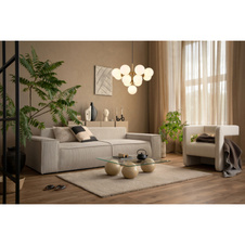 Závěsné svítidlo, kov zlaté barvy, skleněné koule bílé, černý textilní kabel, ø:560mm, V:1200mm, bez žárovek 13xG9 LED, max. 5W 230V