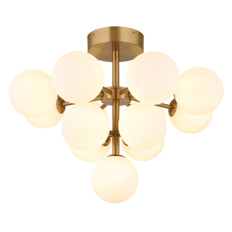 Stropní svítidlo, kov zlaté barvy, sklo bílé, ø:560mm, V:430mm, bez žárovek 13xG9 LED, max. 5W 230V